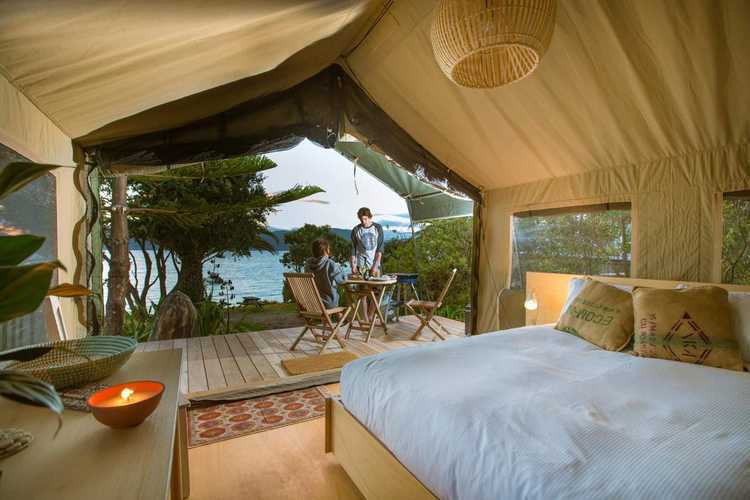 Glamping Slipper Island Resort inside view