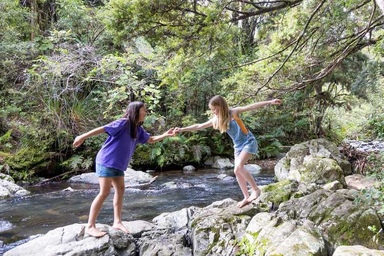 Waiua Falls Children Playing